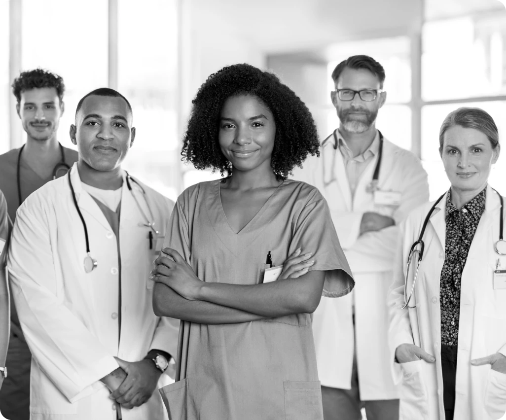 Doctors and nurses standing together