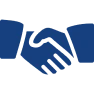Blue handshake graphic